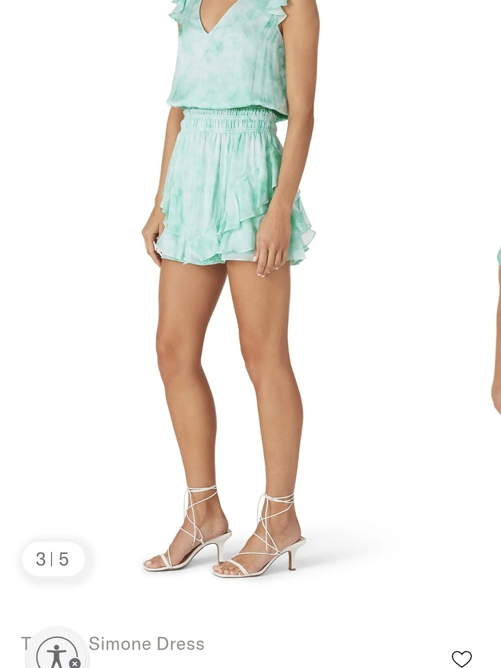 Ramy Brook Silk Blouson Dress in Mint and White
